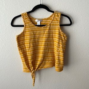 Cute summery yellow and white striped tank top